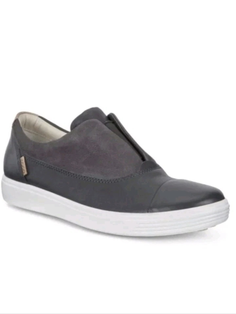 ECCO Soft 7 Sneakers Dark Grey Leather Slip On Comfort Shoes Women's Size 7
